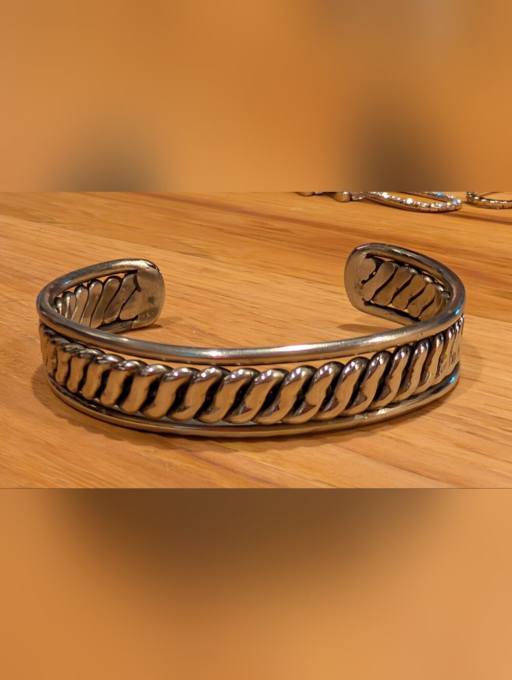 Silver Rop Chain Cuff Bracelet - Polished Silvertone Finish